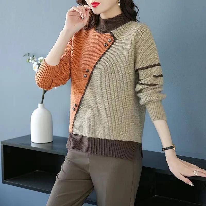 Fall and Winter Women's Thickened Knit Sweater Loose Pullover Bottoming Shirt