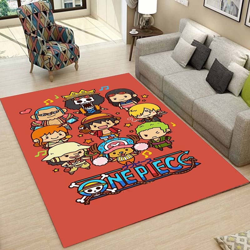 One Piece Luffy & Crew Pattern Printed Rug, Anime Style Home Decor, Anti-slip & Stain-resistant Carpet for Bedroom & Living Room