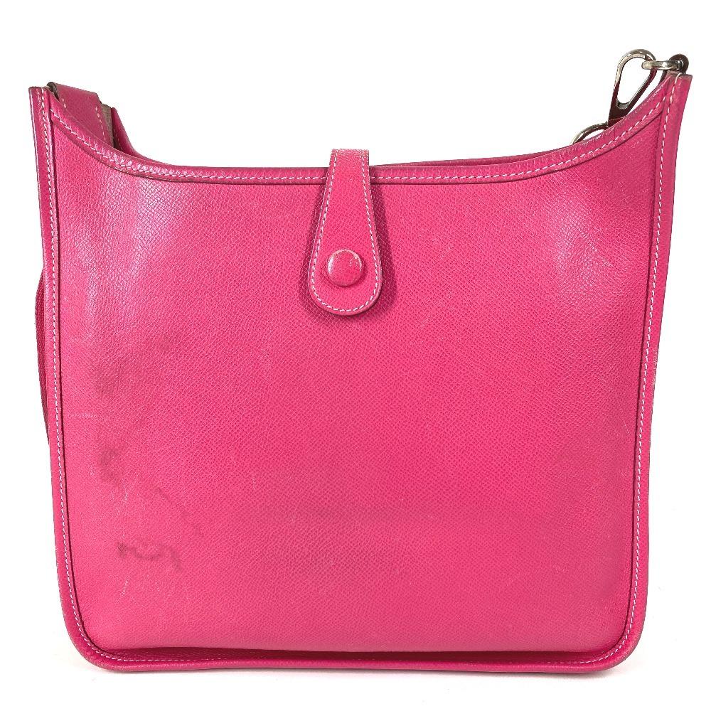 HERMES H punching logo Evelyne 1 PM Crossbody Shoulder Bag Epsom Rose Tyrian