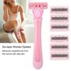 6Pcs Six Layer Female Razor Blades Women Body Hair Removal Manual Epilator with 1 Handle