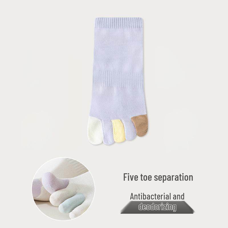 Women's Five-Toe Summer Socks - Candy Color, Sweat-Absorbing, Anti-Odor, Thin Split-Toe Design for Spring and Autumn.