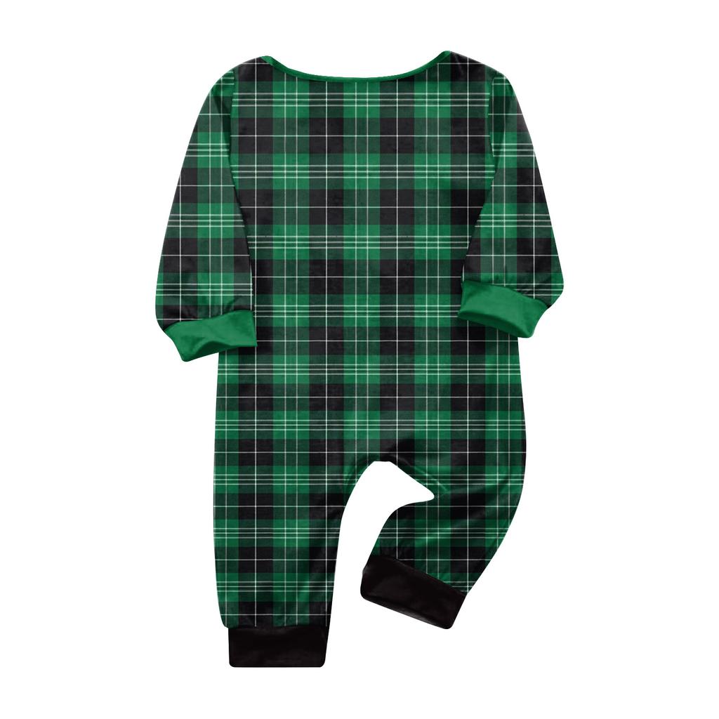 Matching Family Christmas Pajama Set Long Sleeve Neck Print Top with Pants for Adults and Kids