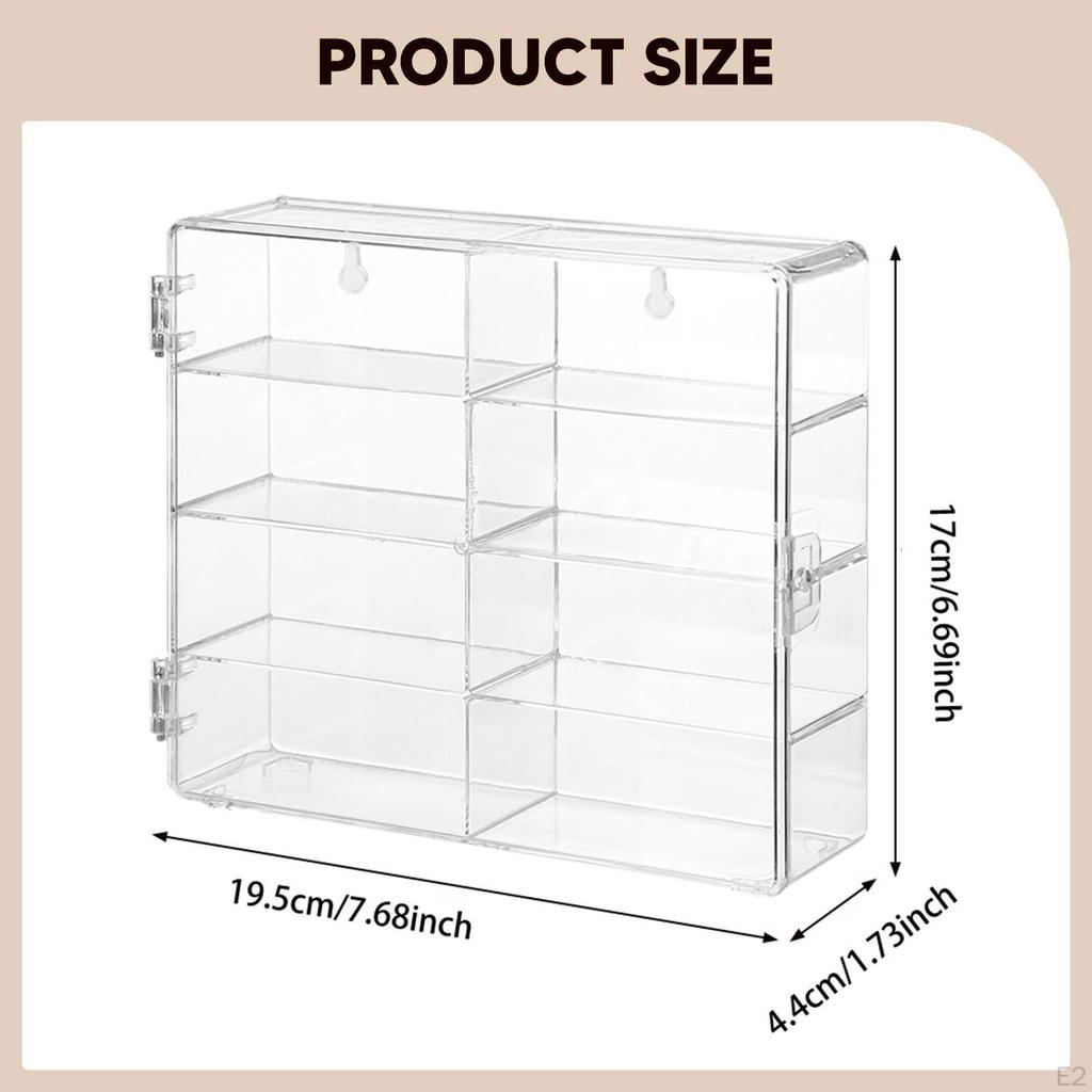 1/64 Maßstab Spielzeugauto Vitrine Box 8 Fächer Wandmontage/Tischplatte Staubschutz Transparent