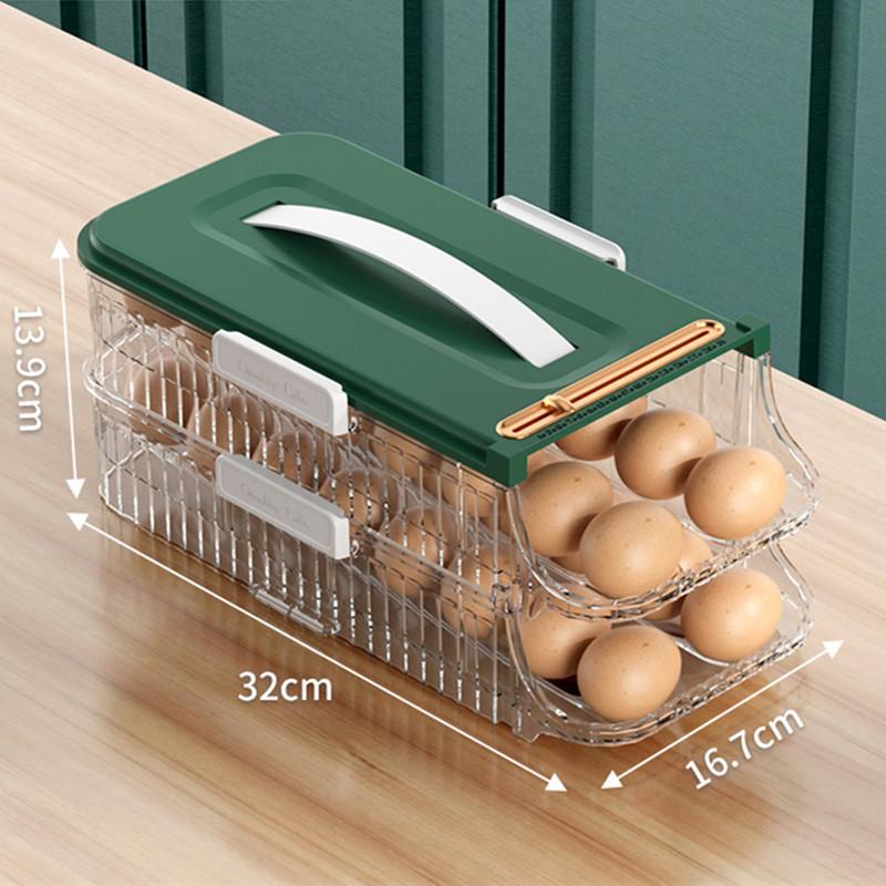 Scatola Porta Uova Tipo Cassetto per Frigorifero Frigorifero Scorrimento Automatico Organizzatore Cucina Organizzatori per la Casa Contenitori Ermetici Cibo