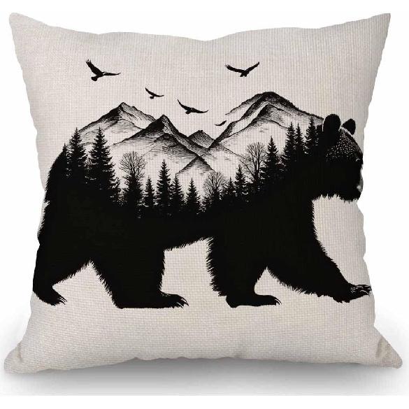 SSOIU White Dog Paw Footprint Icon Isolated On Black Background Decoration Farmhouse Decor Cotton Linen Home Decorative Throw Pillow Case Cushion