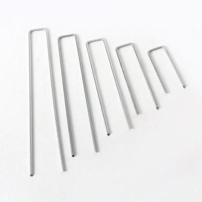 U-Shaped Ground Stake for Garden, Orchard, or Greenhouse - Galvanized Weed Barrier & Plastic Film Fixing Stake