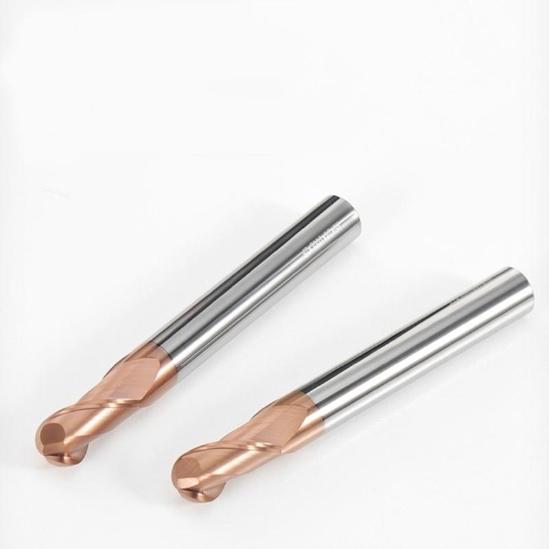 Heavy Duty Corrosion Resistant Ball Nose End Mill 2 Flutes HRC55 Hardness Fit for High Speed Steel Cast Iron Machining