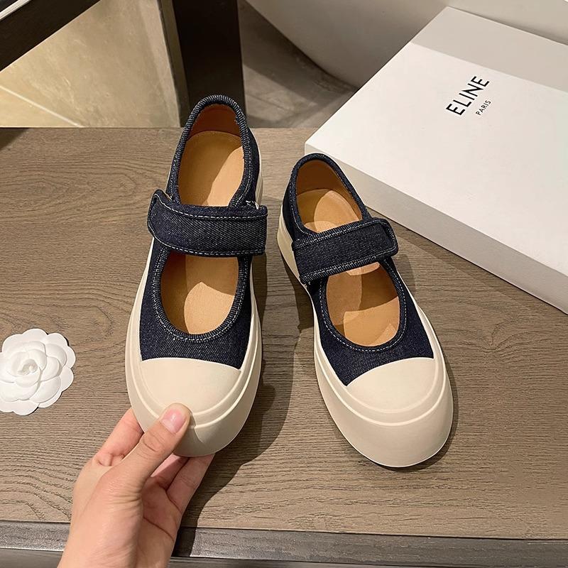 

Женские туфли Мэри Джейн уродливо милые ретро мона большая голова белые туфли липучка парусиновая платформа весна и лето одинарные туфли 38