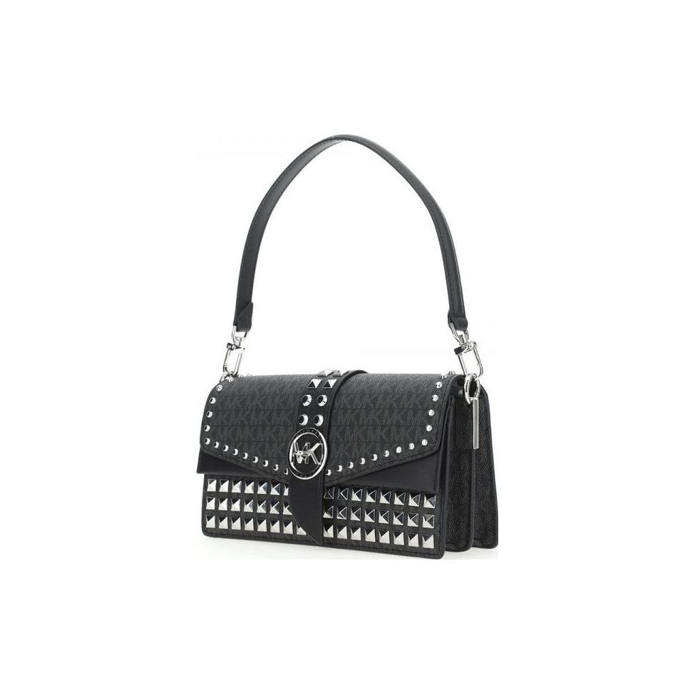 Michael Kors MK Greenwich Studded Logo Leather Crossbody Shoulder Bag Women Bags Black 30H1SGRL2B-001