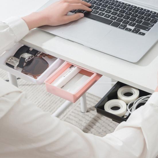 Under Desk Drawer Self-Adhesive Slide Out Organizer Under Desk Hidden Pull-out Storage Box for Makeup Tools Pens Stationery