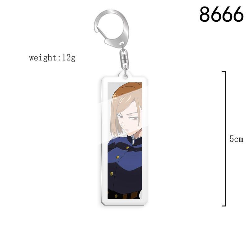Jujutsu Kaisen Anime Keychain Featuring Gojo Satoru, Geto Suguru, Okkotsu Yuta, and Sukuna Backpack Pendant.