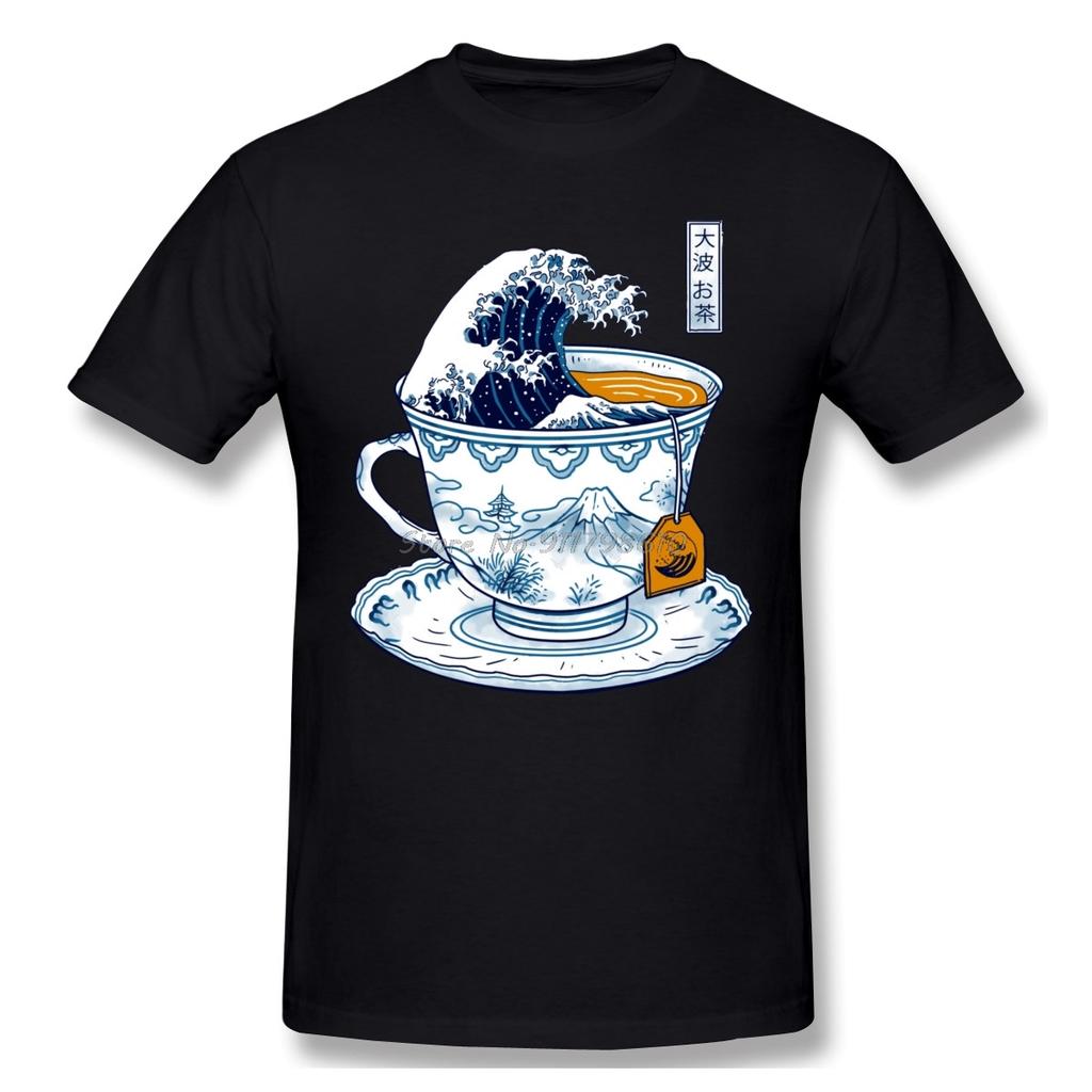 The Great Kanagawa Tea Japan T-shirt Men Oversize O-neck Cotton Short Sleeve Men Shirt Tees Harajuku Streetwear