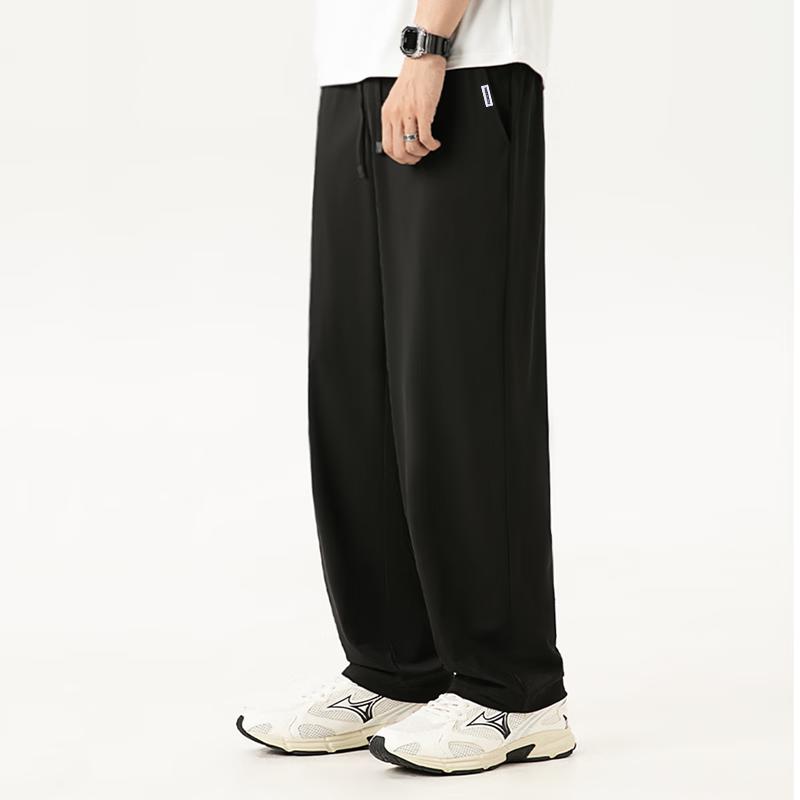 Fingercroxx Men's Ice Silk Cropped Straight-Leg Pants