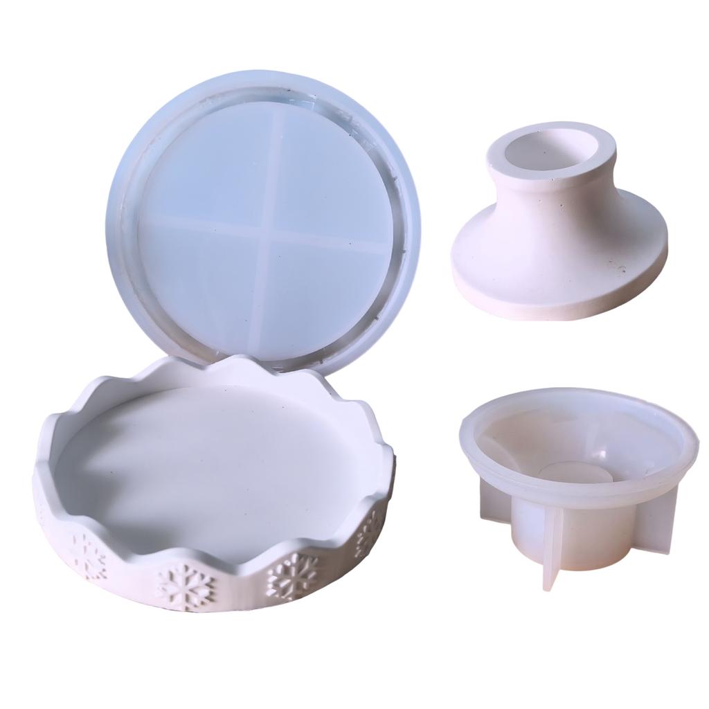 Reusable Casting Moulds Christmas Tray Snowflake Container Mold Easy To Clean Demold Easy To Demold Resin Tray Molds Christmas