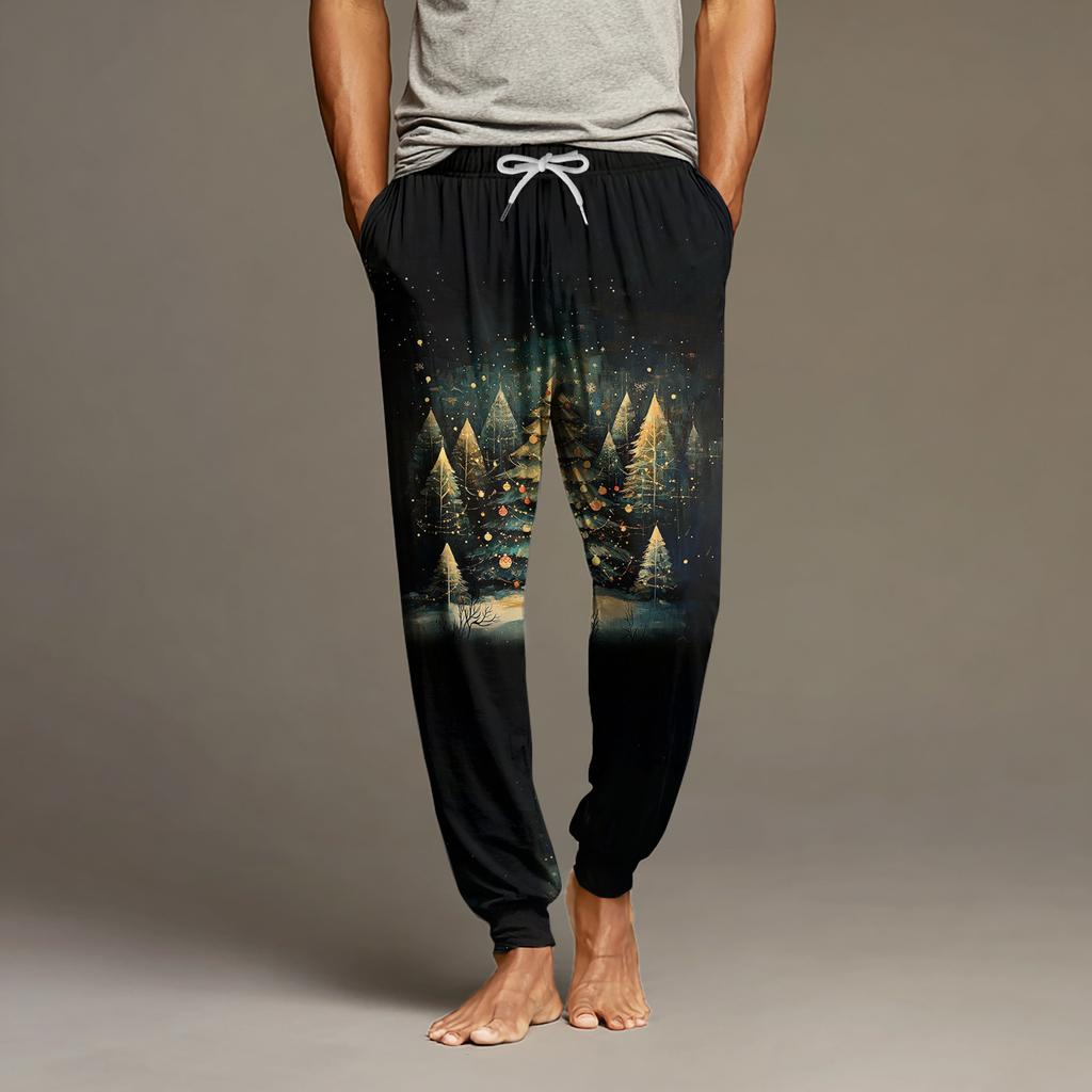 Herre Snøring Lomme Mansjett Fritidsbukser Hjem Sovebukser