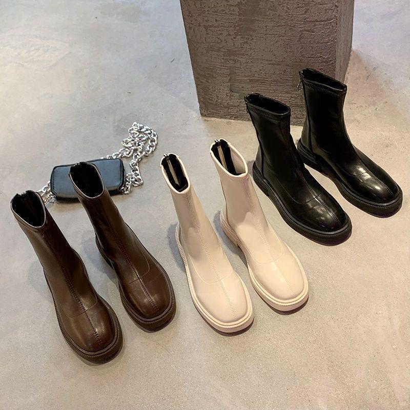 Skinny Boots Women's Autumn and Winter New Summer Thin Single Boots Martin Boots Thick-soled Versatile British Style Short Boots