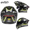 Full Face Motorcycle Helmet With LED Tail Light Feature Unisex Flip-Up Design Off-Road Street Riding All Season ABS