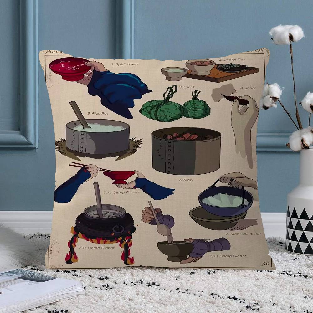 Studio G Hibli Treats Japanese Food Pillowcase Toon Gift Cushion Cover Bedroom Home Sofa Chair Seat Decor Pillow Case