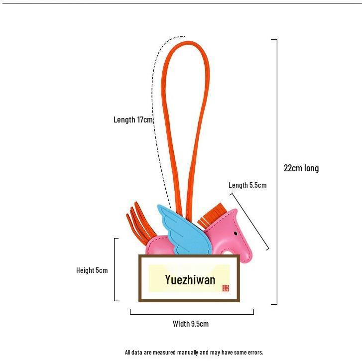 Pegasus Anhänger Schlüsselanhänger: Süßer Quaste, Kontrastfarbe, Cartoon-Einhorn-Anhänger aus Leder