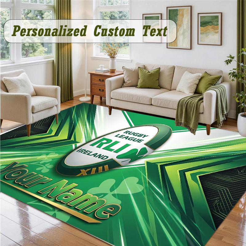 Crystal Velvet Square Rug Custom NameIreland Rugby Pattern Non Slip Home Floor Decor Rug