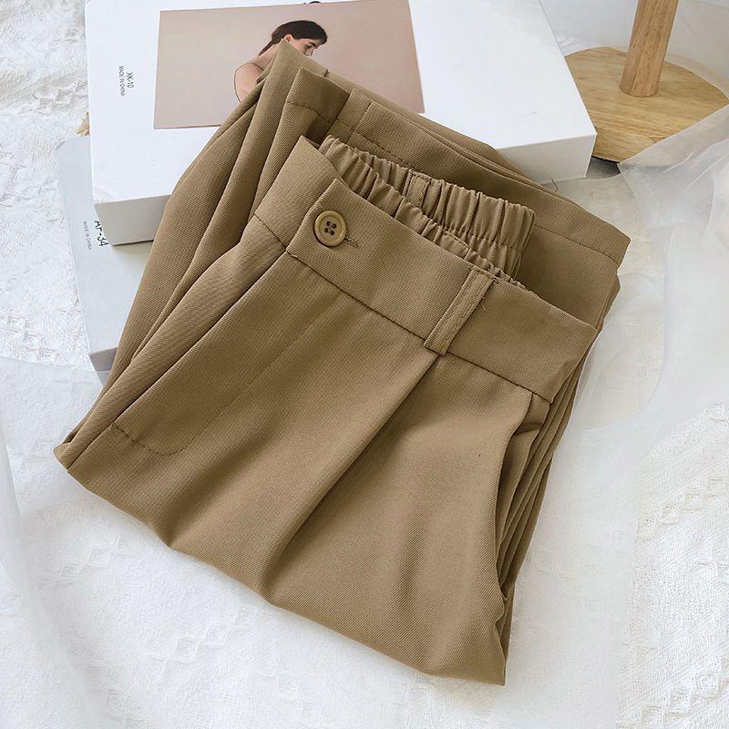 Pantalones Rectos Cropped de Cintura Alta para Mujer Primavera/Verano 2026 con Cintura Elástica Trasera