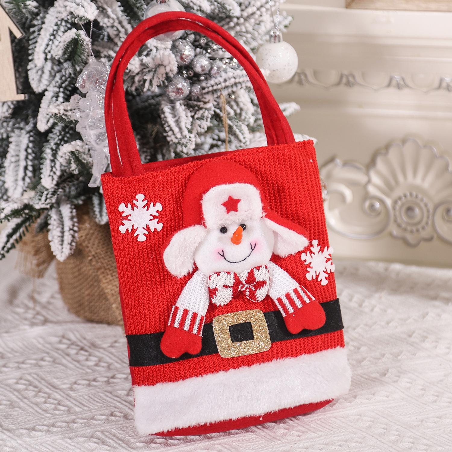 Portable Large Capacity Christmas Handbag Santa Claus Bear Candy Tote Bag Exquisite Elk Christmas Gift Bag Gift Storage Bag 22X20CM