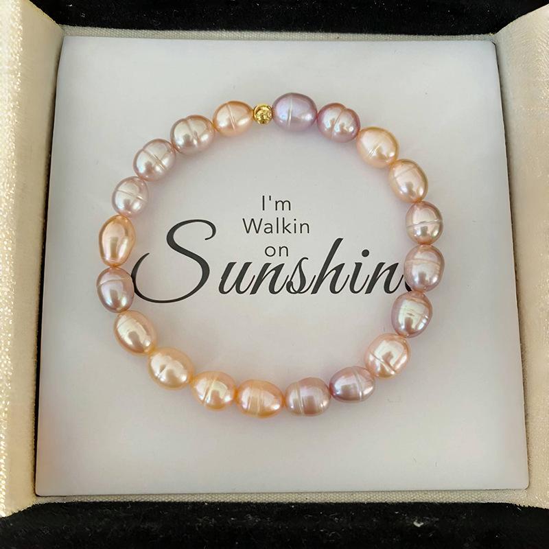 Korean Style Natural Freshwater Pearl Bracelet - Elegant, Colorfast Gift for Girlfriend