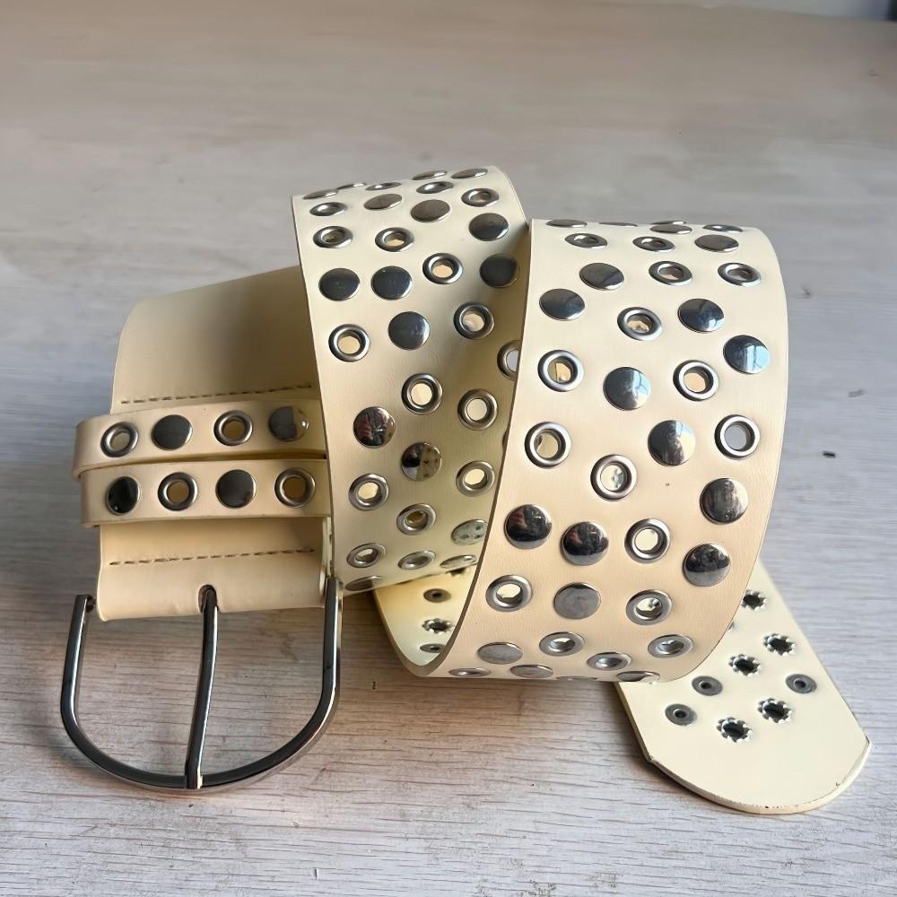 Heavy-Duty Design Rivet Wide Belt Personalized Retro-style Decorative Belt Punk Studded Belt Jeans