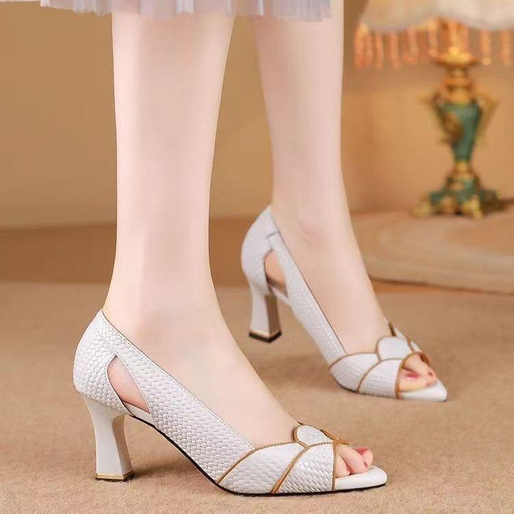 

Special offer 2025 summer new fish mouth high-heeled sandals women s fashion versatile soft sole summer hollow high-heeled women s shoes 35