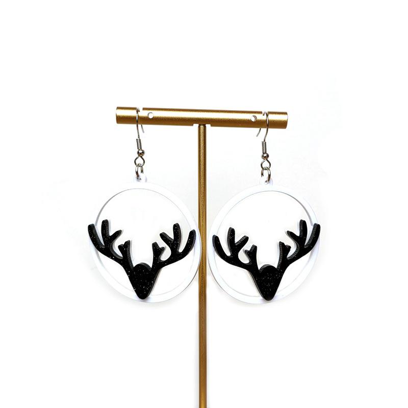Reindeer Antler Pink Multicolor Geometric Acrylic Dangle Earrings for Women чёрный