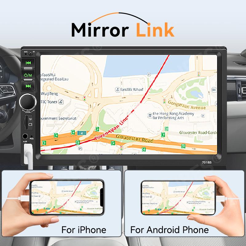 VENBES Autoradio 7 Zoll Touchscreen Universal 1 DIN MirrorLink, Bluetooth, USB/TF/FM CVBS Kamera