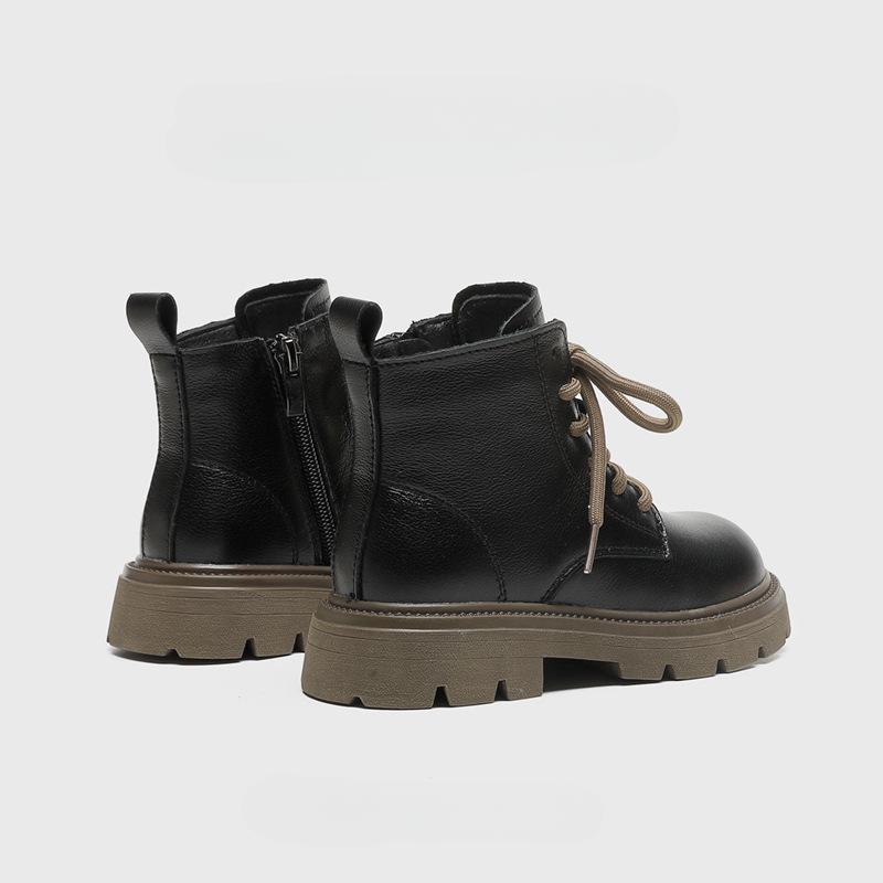 Fashion retro children's short boots 2024 new classmates high-top leather shoes British leather boots
