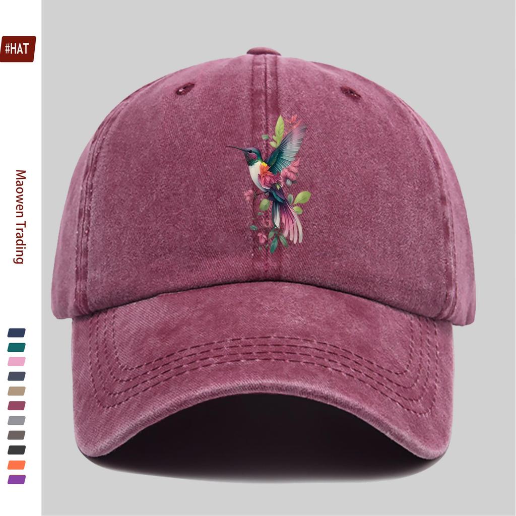 Pc Kolibri-Aufdruck Trucker-Kappe Geeignet für Frühling Sommer Herbst Reisen Verstellbarer Schnallenriemen Leichte Baseballkappe mit