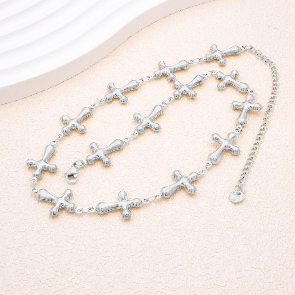 New Gold Color Cross Necklace, Stainless Steel Short Necklace Women, Luxury Jewelry Accessories Chain