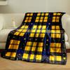 Plaid Pattern In Yellow and Blue, Combined with Starry Night Motifs. for All Seasons Blanket Lunch Break Throw Gift