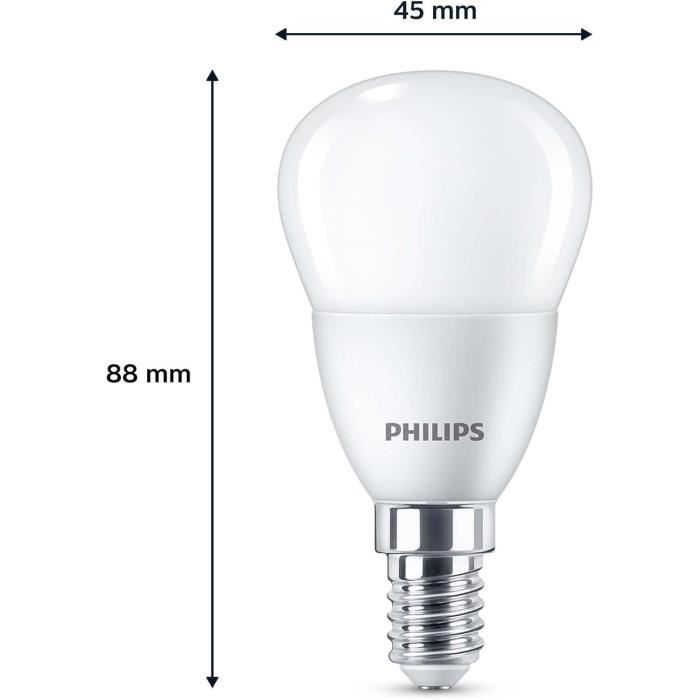 Pack de 3 ampoules led - philips - e14 - format flamme - 40w - blanc chaud