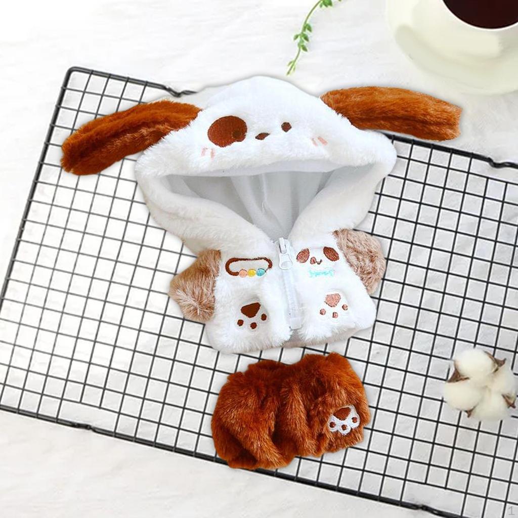 20cm /7.8" Lalka Pluszowe Ubrania, Zestaw Płaszcz na Zamek Błyskawiczny Spodnie, Ręcznie Robione, Przebierz się na Ubrania