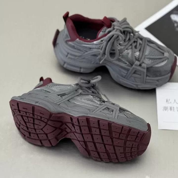 Zhao Ruth, the same fried street platform dad shoes, women's 2025 new leather mesh breathable heightening casual sports shoes