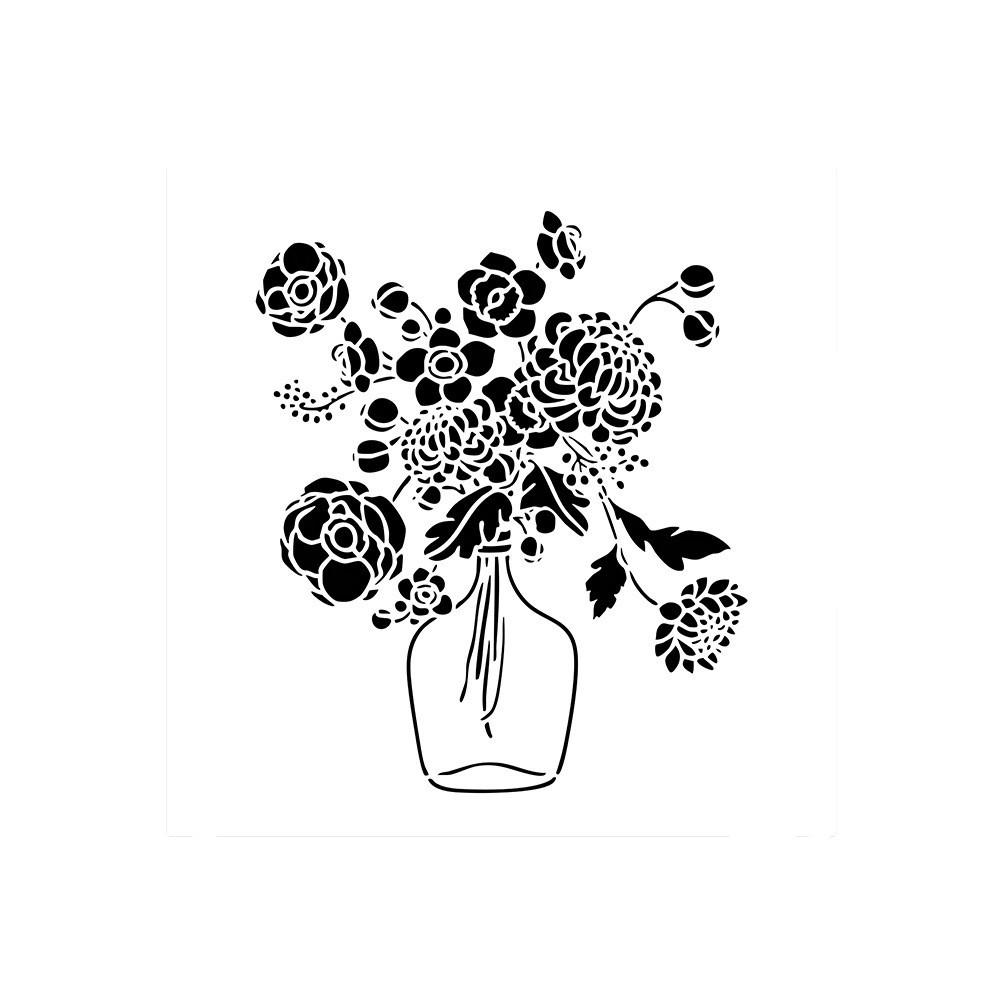 Flower Pattern Painting Stencil for Journal Decoration - Reusable PET Template