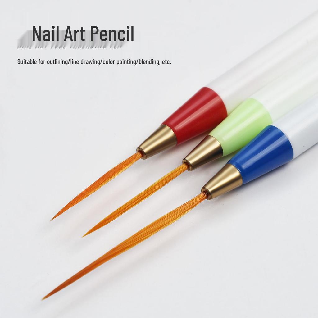 3-Piece Nail Art Pen Set: Wire-Pulling, Line-Drawing, Color-Painting Pens with Plastic Handles for Nail Art and Outlining.