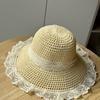 Pălărie de paie goală cu panglică din dantelă pentru femei, de primăvară-vară, pentru călătorii, protecție solară, pălărie de plajă, umbrar de soare pentru litoral, pălărie de soare