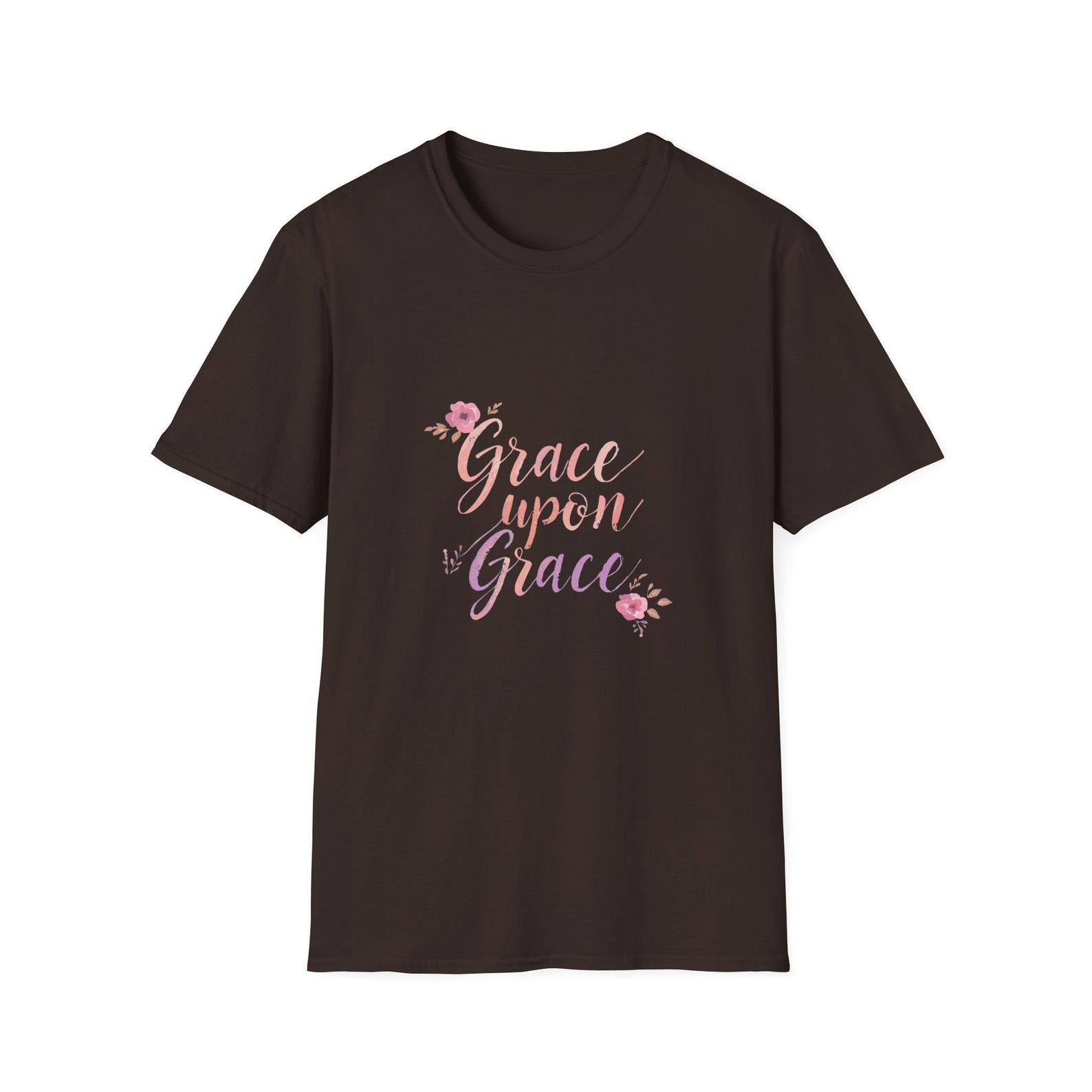 Grace Upon Grace T-Shirt | Floral Script Christian Faith Tee M