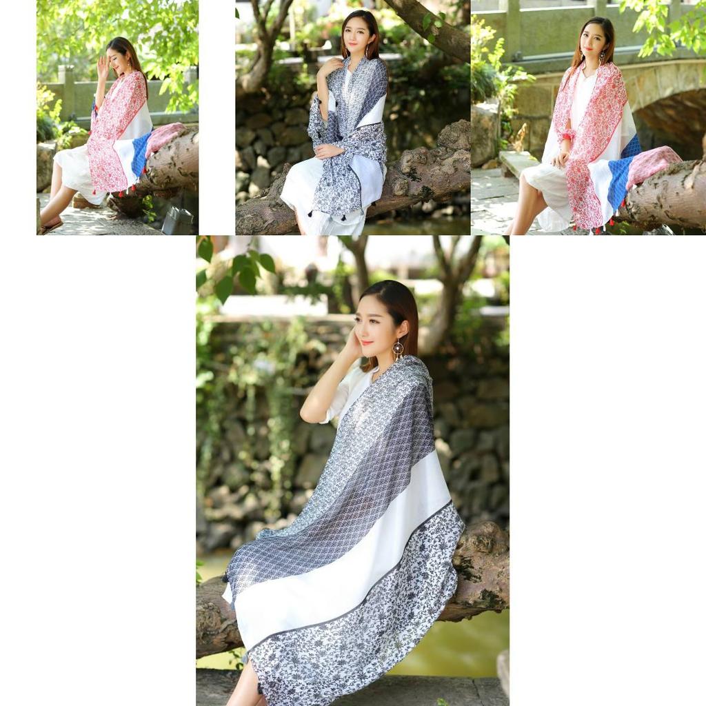 Ethnic Style Shawl For Women Lightweight Summer Scarf With Print Design For Travel And Beach