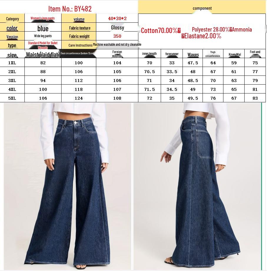 Women's Plus Size Wide Leg Loose Washed Denim Jeans