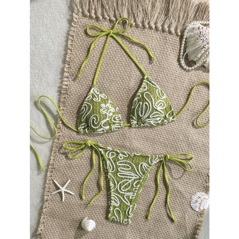 Sexy Solid Color Women Three Piece Bikini Swimsuit For Summer Vacation