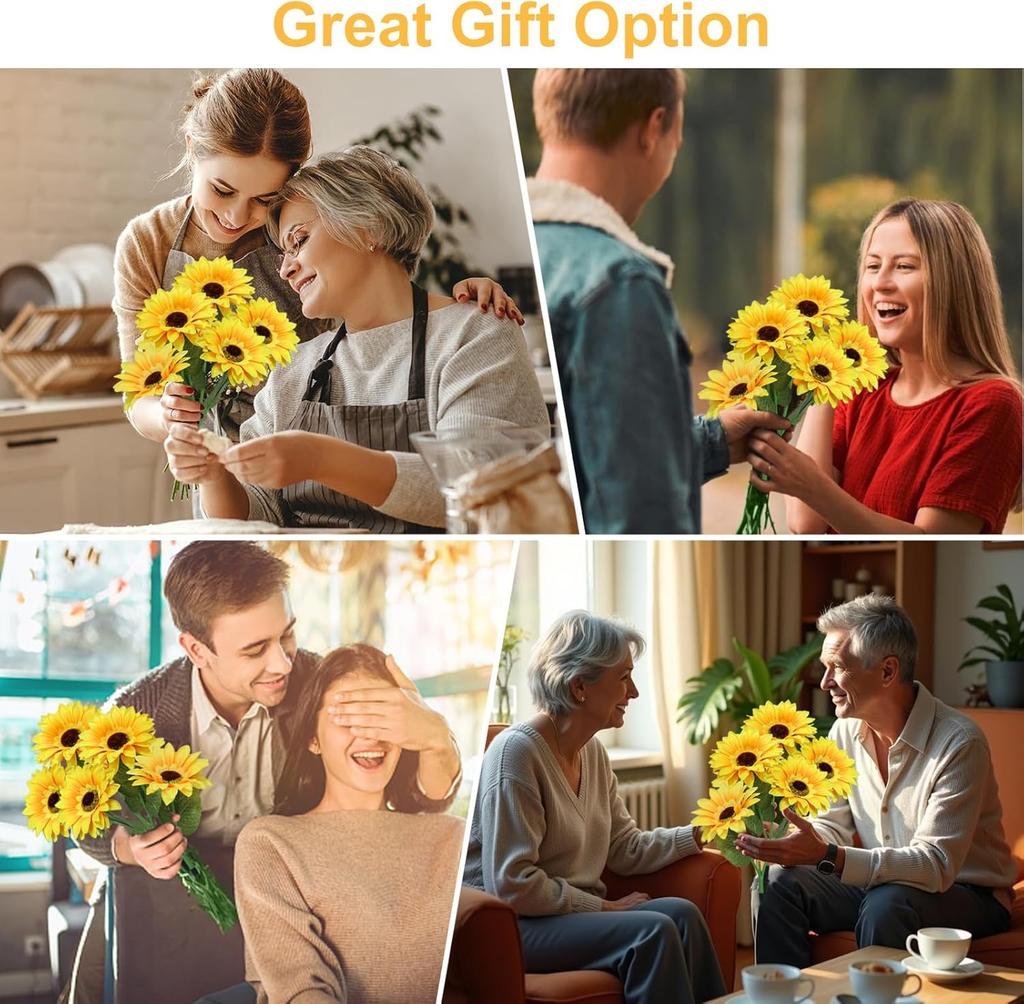 Solar Sunflower Lights Outdoor Waterproof Auto ON/Off Solar Garden Stake Lights for Lawn Pathway Yard Landscape Decor