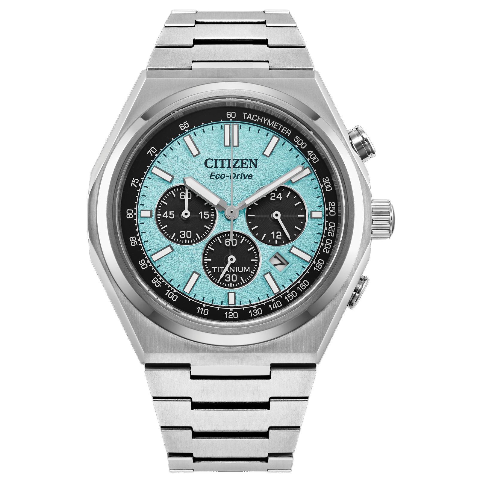 CITIZEN 100m Water Resistant Light Powered Quartz Movement Super Titanium Strap Watch 42.5mm CA4610-85M Green Dial