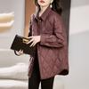 Light Down Jacket Women's Medium and Long Autumn and Winter Rhombus Shirt Collar New Autumn and Winter Fashion Coat