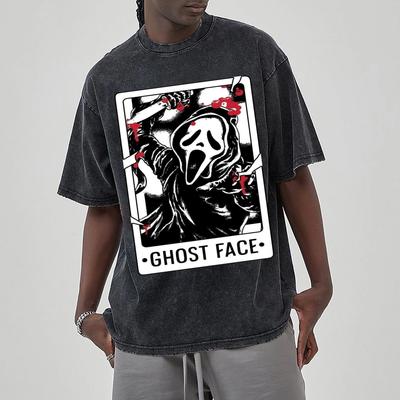 Scary Niche Grimace Print Wash Women's T-Shirt Style Oversized Cotton Short Sleeve Unisex Vintage Top