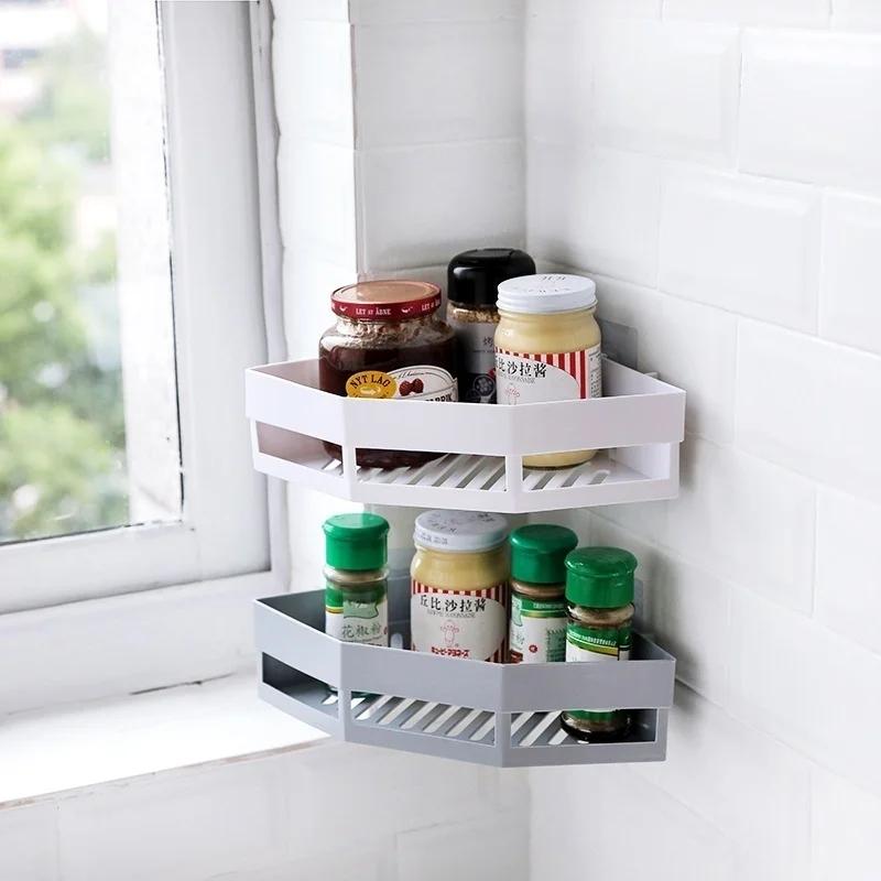 Punch-free Corner Shelf Shampoo Supplies Bathroom Shelves Bathroom Seamless Tripod Storage Rack For Holder Shower